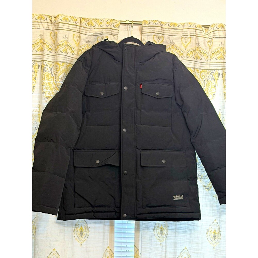 Levi’s men’s XL black insulated hooded utility field jacket 4 pocket winter coat